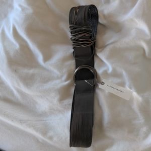 Anthropologie khaki S/XS wide leather belt